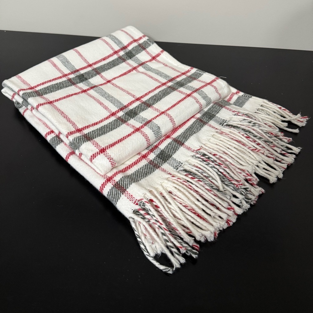Red and Green Plaid Fringe Blanket